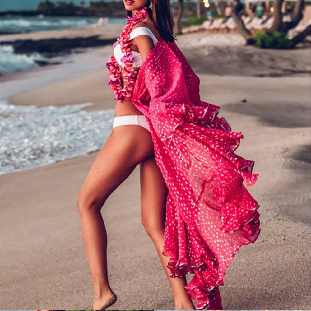 Red Ruffled Kimono - Picture 2 of 4